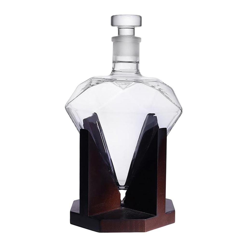 Diamond  Decanter Luxurious Vodka   Pourer Wooden Stand Party