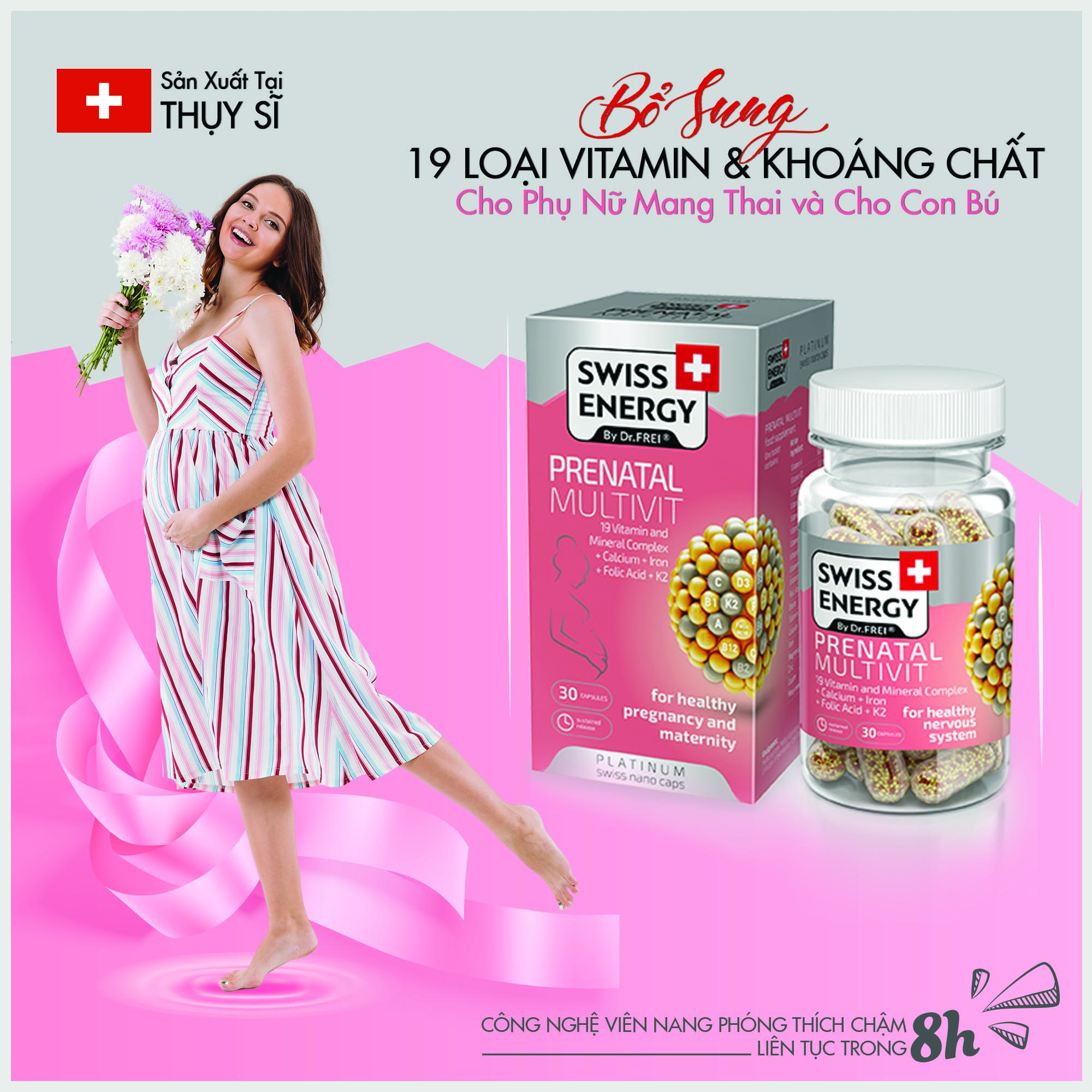 Viên Nang Tăng Cường Sức Khỏe Cho Phụ Nữ Mang Thai Và Cho Con Bú - Swiss Energy Prenatal Multivit (lọ 30 Viên)