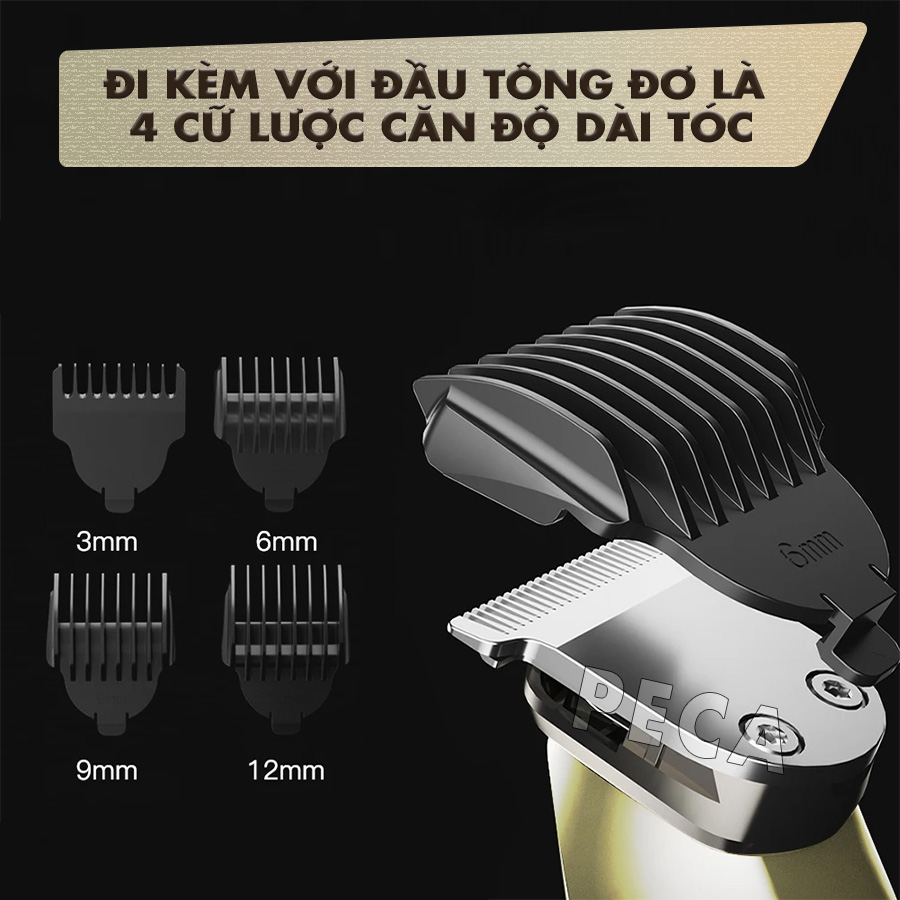 Tông đơ đa năng 5in1 Kemei KM-5859 chuyên cắt tóc, chấn viền, cạo râu, tỉa lông mũi, cạo lông sạc nhanh có đế sạc - Hàng chính hãng