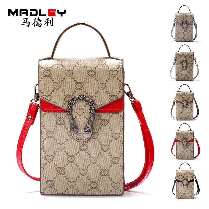 In Hình Nữ Đeo Vai Nữ Hình Vuông PU Da Vintage Nữ Đeo Chéo Túi Đeo Túi Đựng Điện Thoại Di Động Bolso Mujer