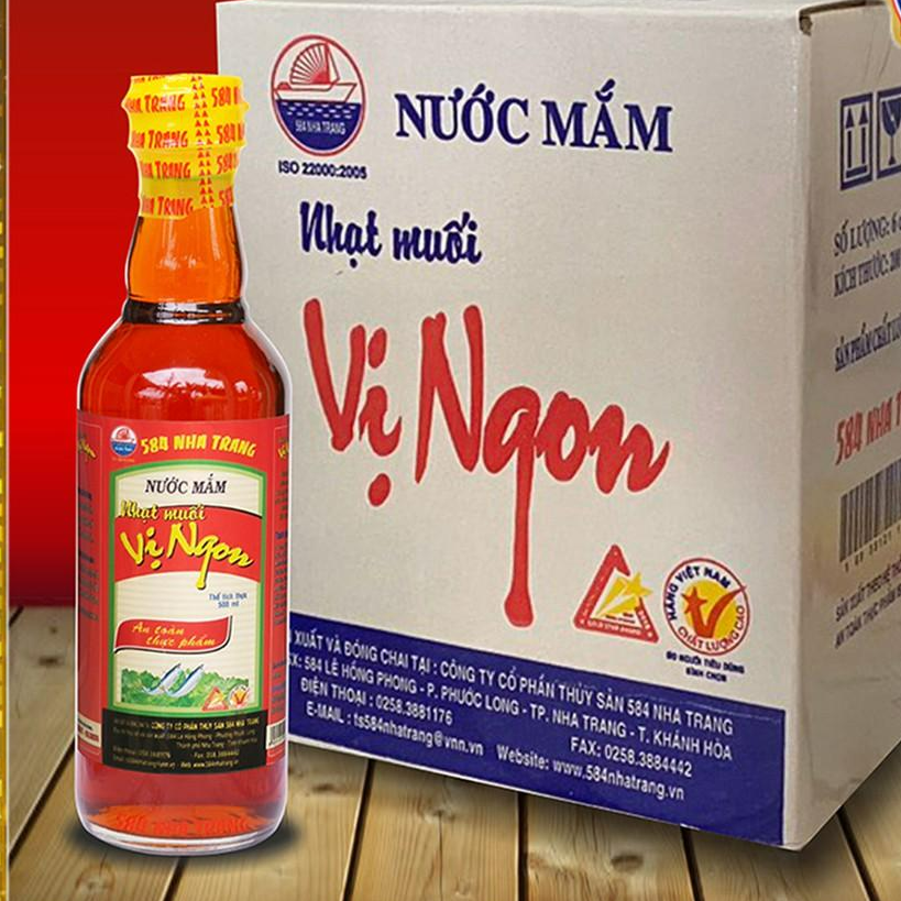 Thùng 6 chai Nước mắm Nhạt muối Vị Ngon 30 Độ Đạm, Tốt cho người ăn kiêng - 584 Nha Trang, Chai PET 500ml, Date mới nhất