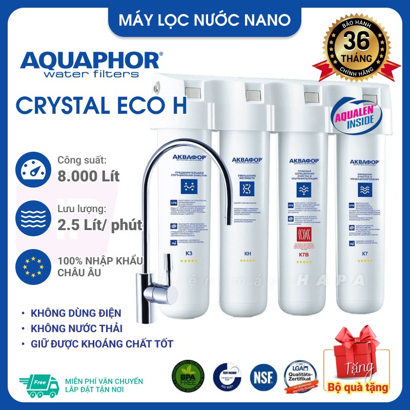 Hình ảnh Máy Lọc Nước AQUAPHOR CRYSTAL ECO H Chuẩn Nước Khoáng Uống Trực Tiếp, Công Nghệ NANO Aqualen Độc Quyền, Máy Lọc Nước Không Điện - Nhập Khẩu Châu Âu, Hàng Chính Hãng