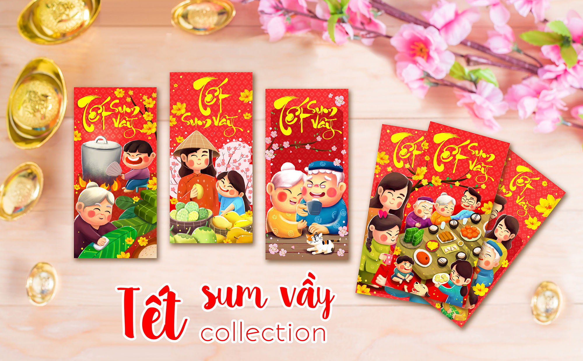 Bao Lì Xì 2021 - Tết Sum Vầy (Bộ 12 Cái)