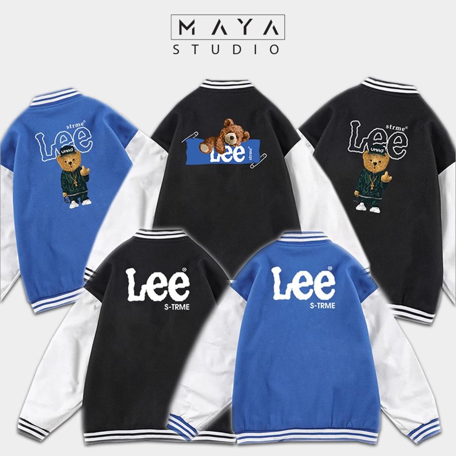 Áo Khoác Bomber MAYA GẤU LEE form rộng Unisex nam nữ kiểu Varsity Jacket cực chất phong cách cá tính đầy năng động