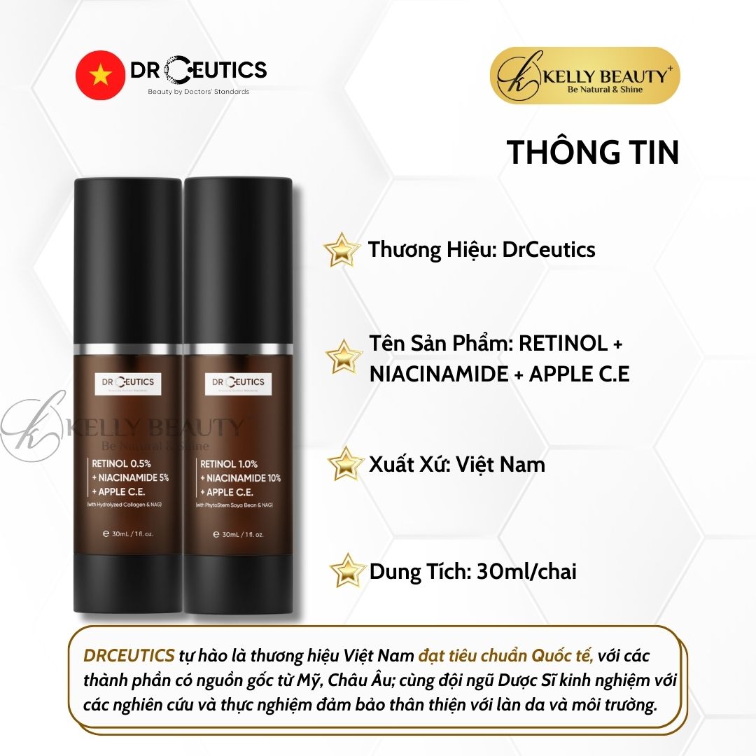 Kem Chống Lão Hóa DrCeutics Retinol + Niacinamide + Tế Bào Gốc Từ Táo - Mờ Nếp Nhăn; Sáng Da, Mờ Thâm Nám - Kelly Beauty