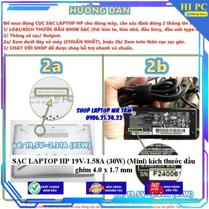SẠC LAPTOP HP 19V-1.58A kích thước đầu ghim 4.0 x 1.7 mm - Kèm Dây nguồn - Hàng Nhập Khẩu