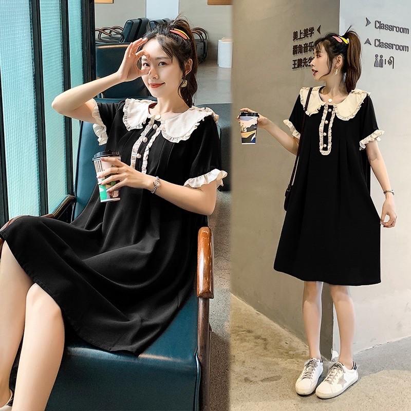 Váy bầu cao cấpchất lụa Hàn mềm mịn, thoáng mát, thấm hút mồ hôifree size 43~68kg