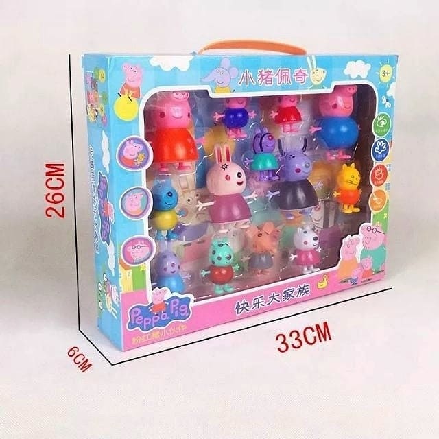 Bộ 12 búp bê Peppa Pig bổ sung cho trò chơi ngôi nhà, sân chơi và hoạt cảnh của gia đình heo Peppa và những người bạn