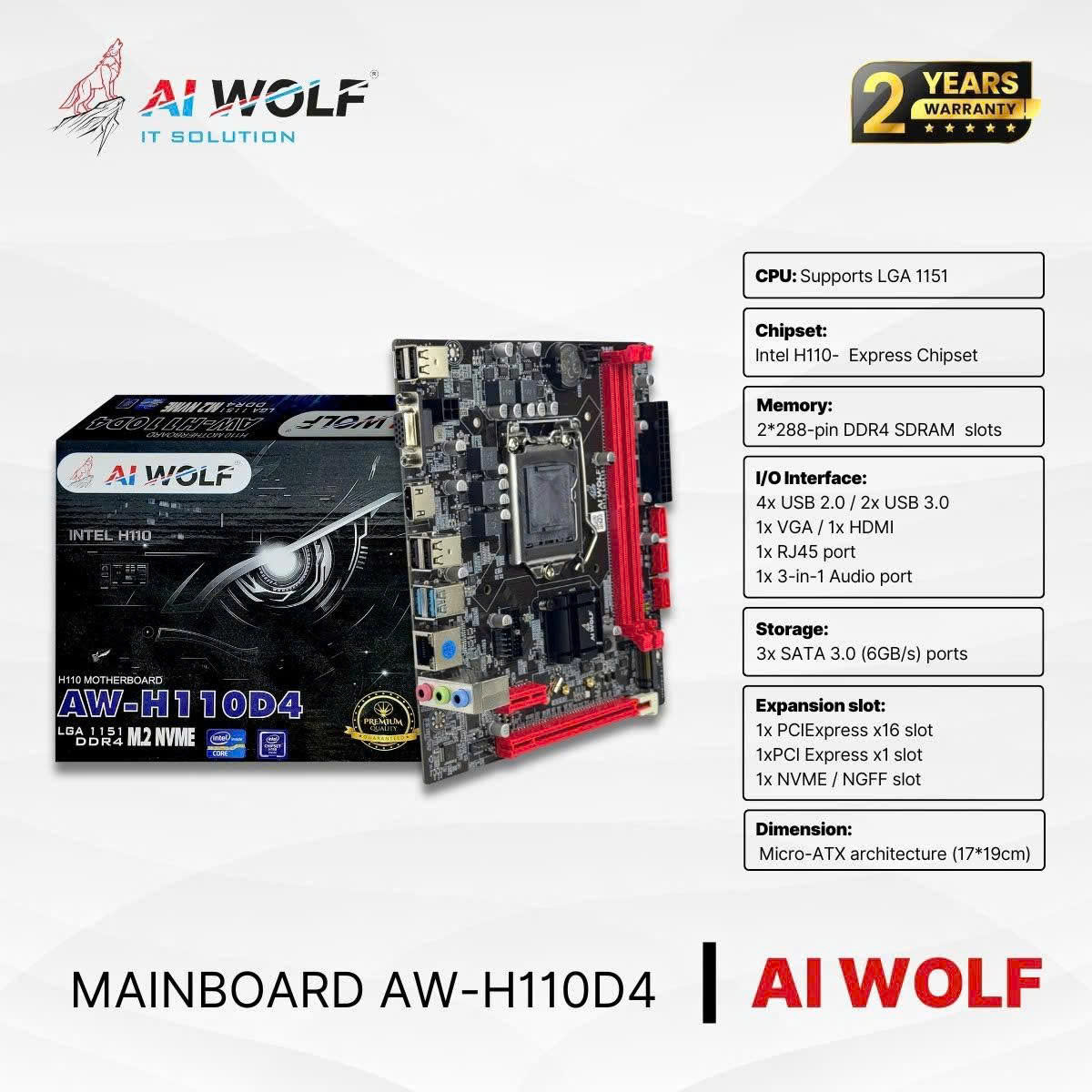 Bo Mạch Chủ Mainboard AIWOLF H110 D4 Socket LGA1151 – Hàng Chính Hãng