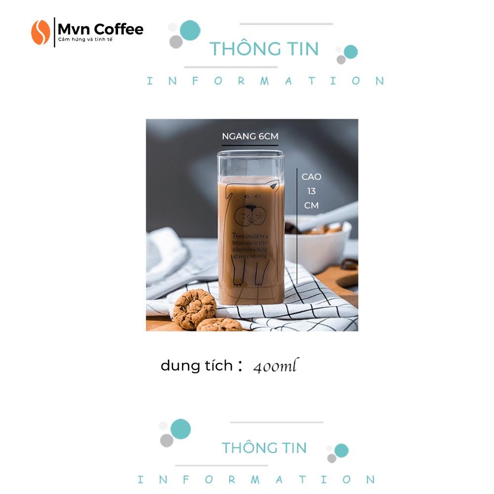 Ly thủy tinh hình vuông sang trong, hình con thỏ - Mvncoffee