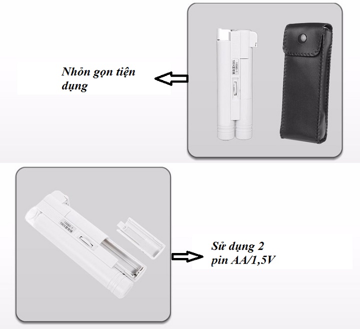 Kính lúp 100X cầm tay mini có đèn trợ sáng soi vật chi tiết nhỏ siêu nét chuyên dụng, chất liệu nhựa ABS cao cấp C2
