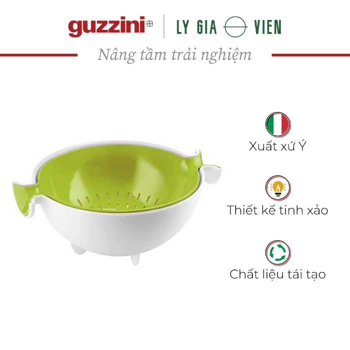 Bộ Rổ Nhựa Kèm Thau Đa Năng Guzzini Spin &amp; Drain Colander &amp; Bowl Set - Dụng Cụ Nhà Bếp Đa Năng -  Rửa Một Cách Dễ Dàng