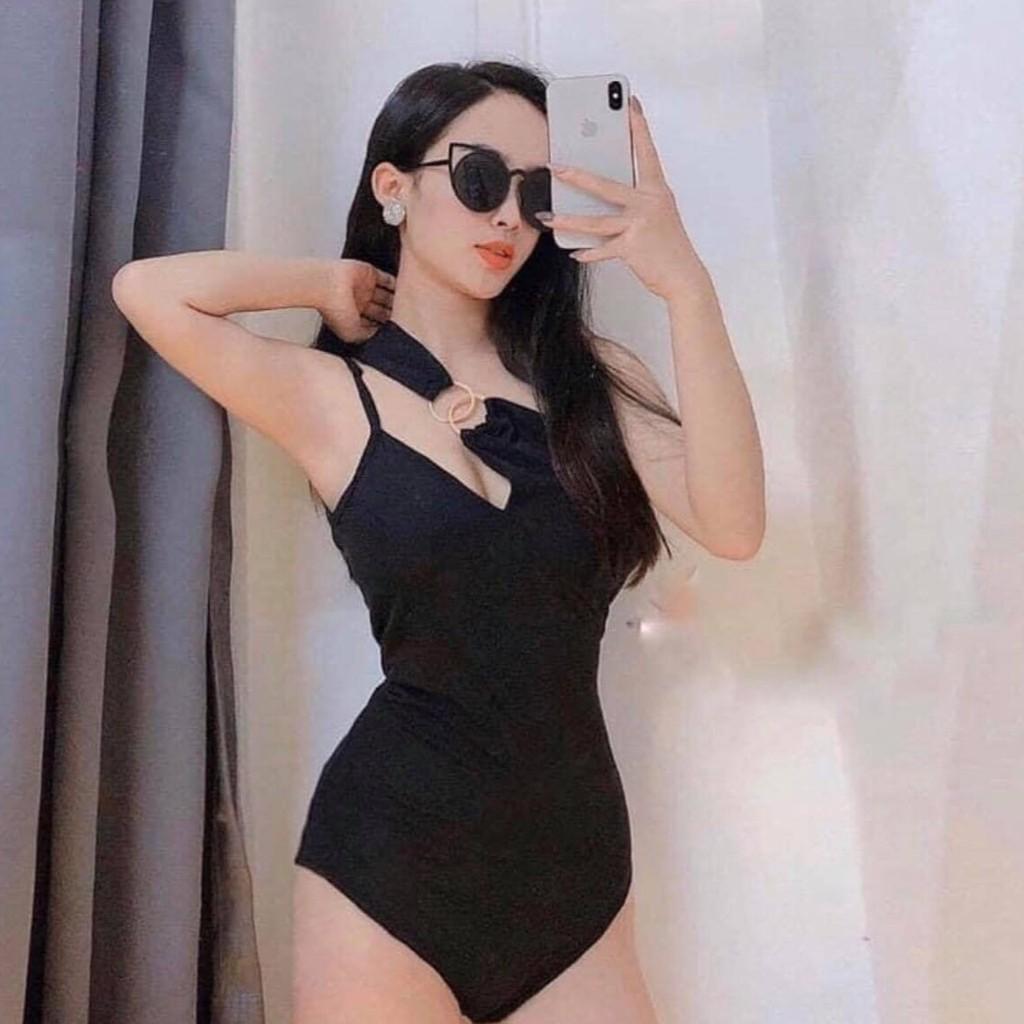 Bikini Đồ Bơi Một Mảnh Thần Liền Lệch Vai Sexy Màu Đen Ôm Dáng Sang Chảnh R23