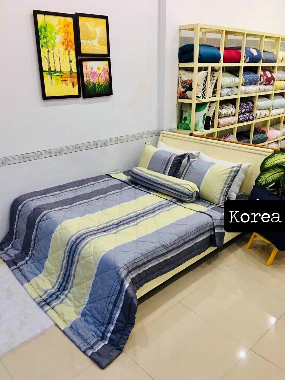 Bộ Chăn Ga Gối Cotton Hàn Quốc Phủ Chần