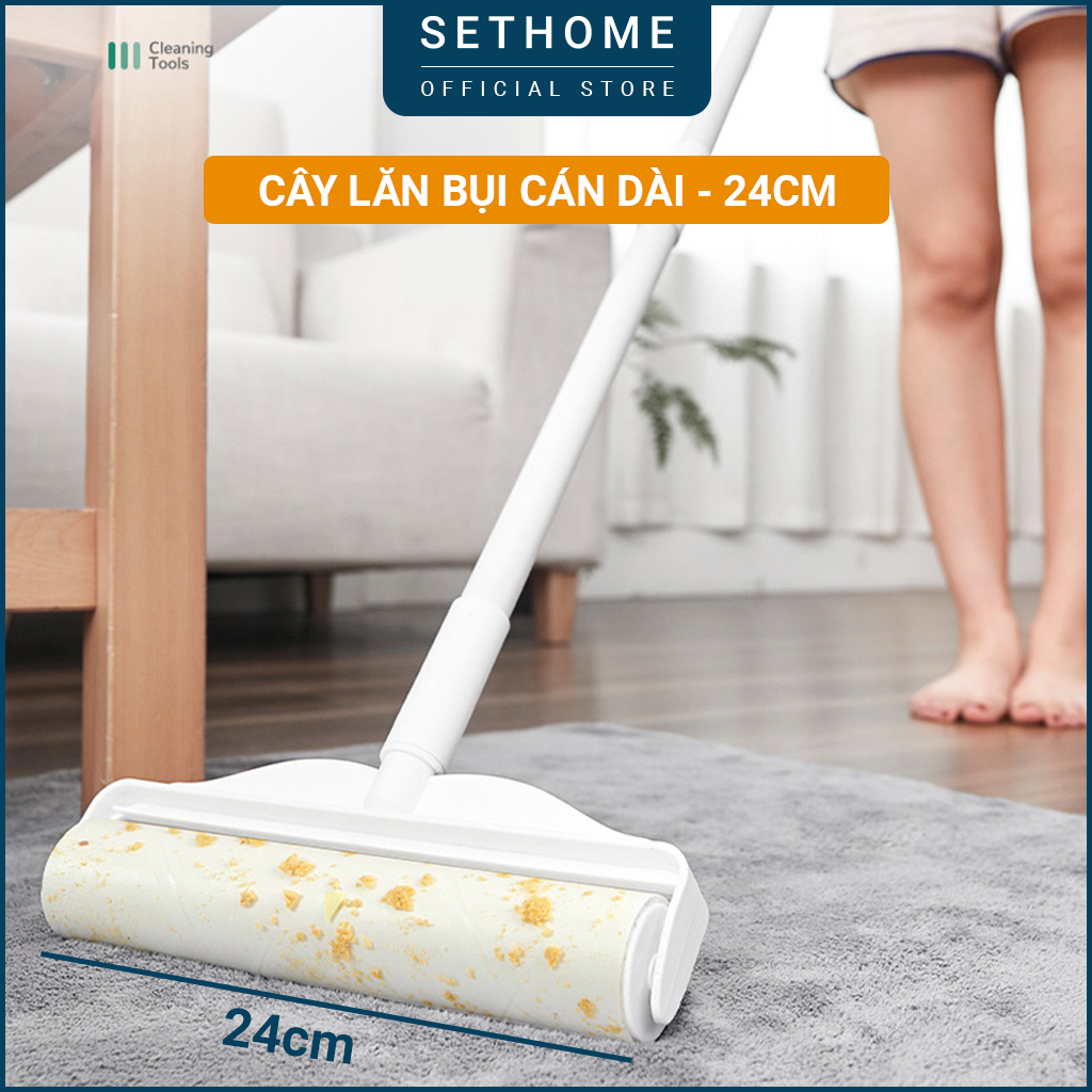 Cuộn dính của cây lăn bụi cán dài 24cm SETHOME lõi dính thay thế làm sạch ga gối quần áo rèm cửa sàn nhà ghế sofa lông chó mèo