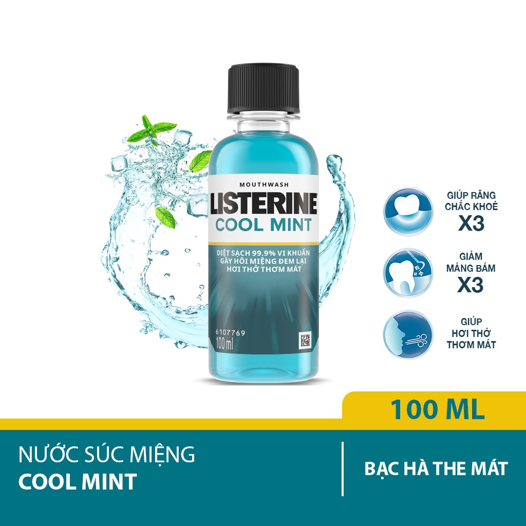 Nước Súc Miệng giữ hơi thở thơm mát Listerine cool mint 100ml - 100954764