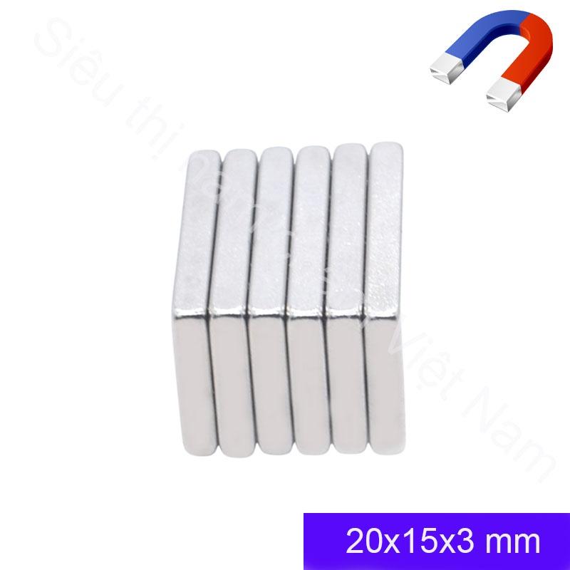 Nam châm kích thước 20x15x3mm set 10 viên, nam châm đất hiếm siêu hít