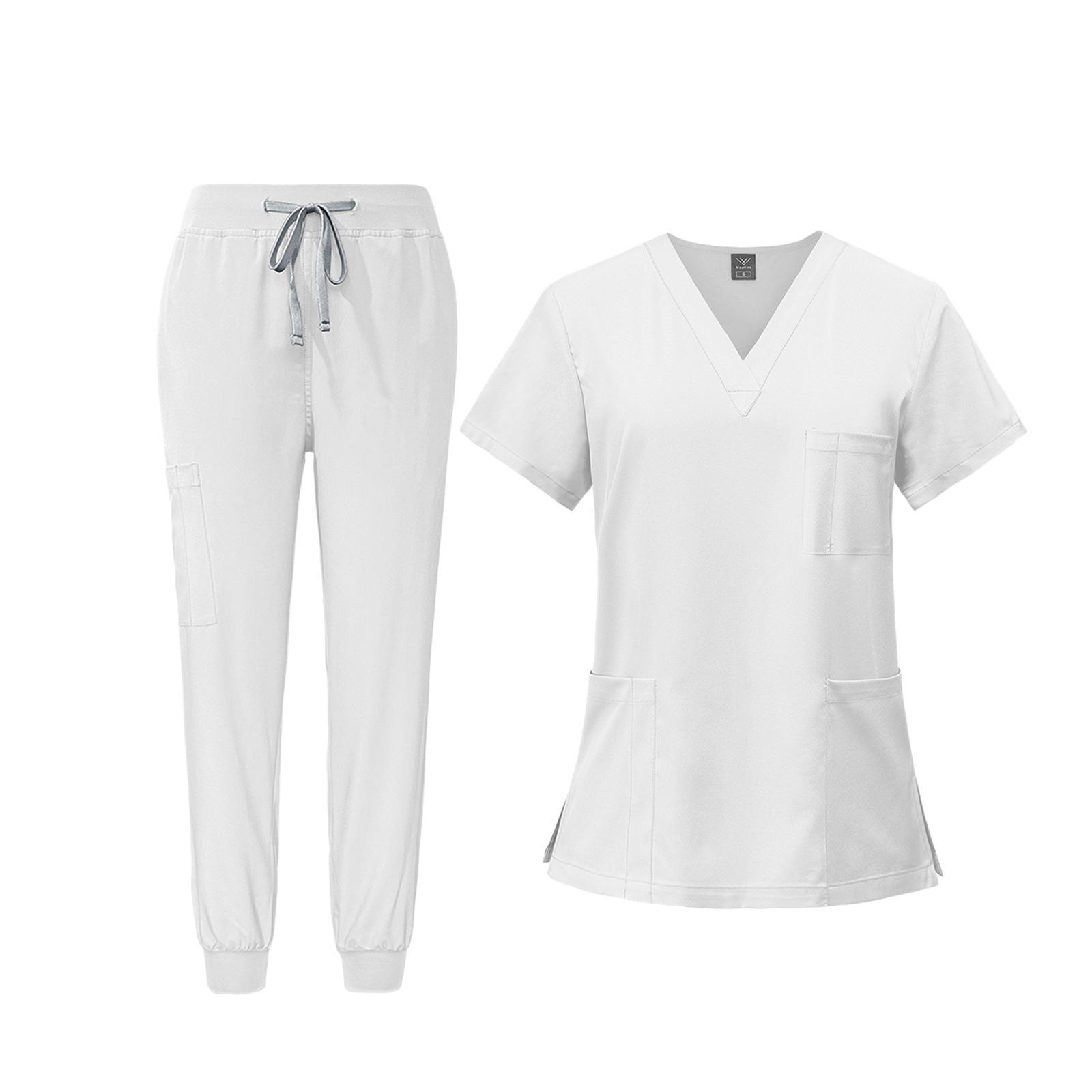 Nursing Uniforms Beauty Salon Shop V Neck T Shirts Women Scrubs Sets