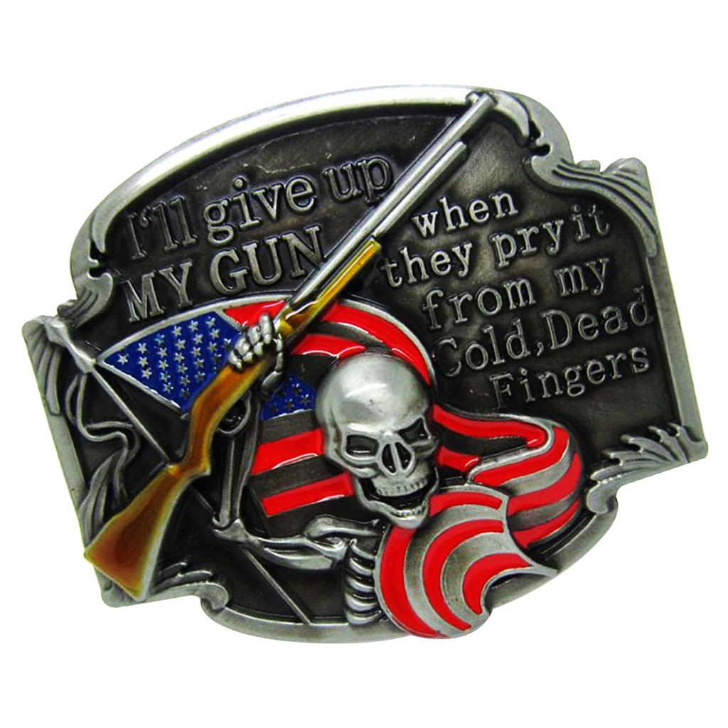 Classic Metal Skull Flag Belt Buckle Skeleton Cowboy Novelty Retro Western