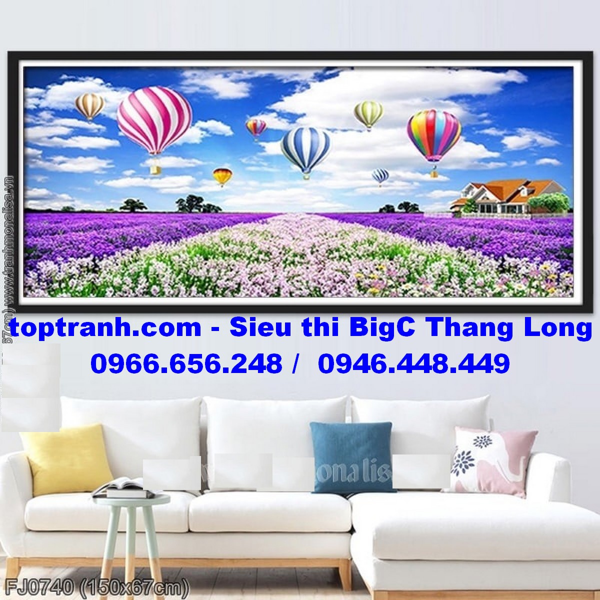 Tranh thêu chữ thập cánh đồng hoa oải hương tím Lavender FJ0740 chưa thêu