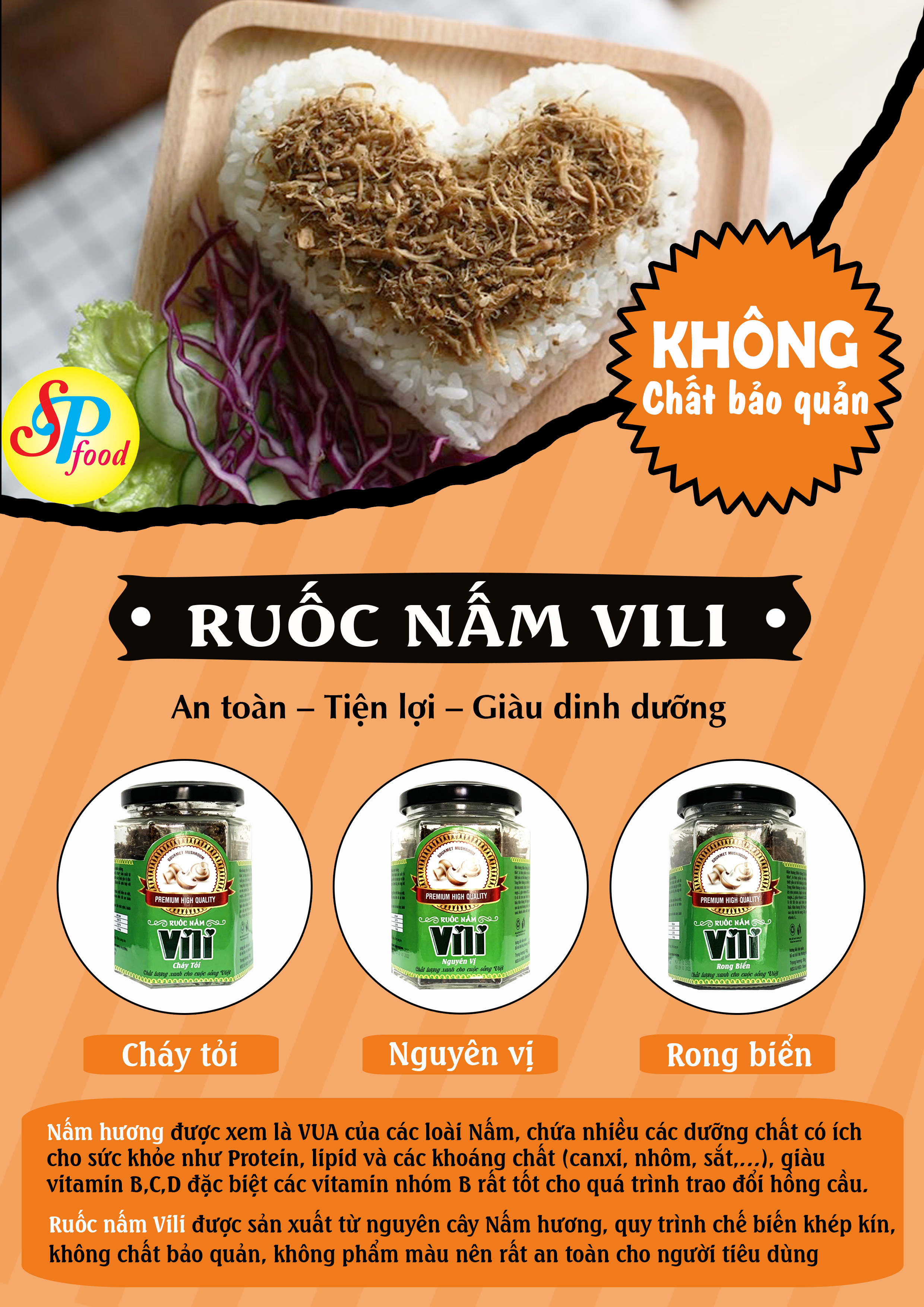 Ruốc Nấm Hương Vili - Rong Biển - Thực Phẩm Chay - Hàng xuất khẩu Nhật- 60g/lọ