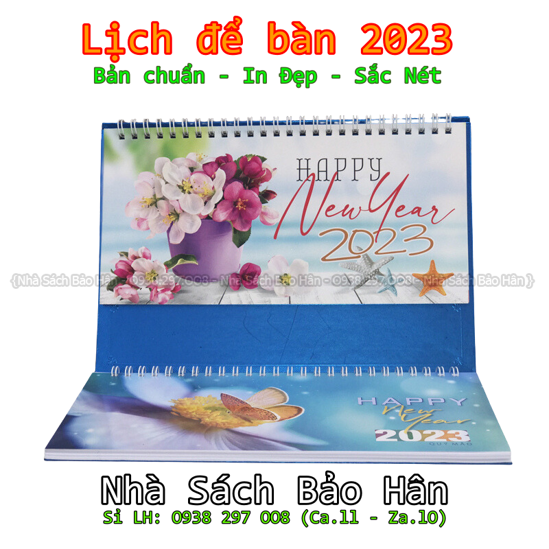 Lịch để bàn 2023 có lịch âm (kiểu chữ M ) có dải note ghi chú ngày, tuần, đủ ngày âm dương (GIAO MẪU HÌNH NGẪU NHIÊN)