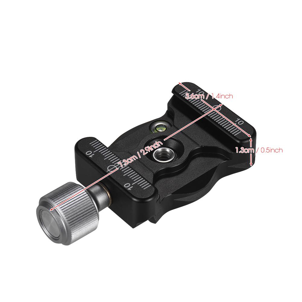 Aluminium Alloy Quick Release Clamp with 1/4 & 3/8 Inch Screw Mount Bubble Level for Ballhead Tripods Camera Accessories