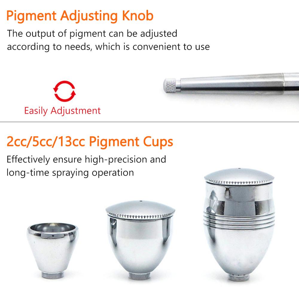 Bộ vòi phun kim 0,3mm/0,5mm/0,8mm Bộ cọ khí tác động kép Bộ súng phun với cốc chất lỏng 2cc/5cc/13cc cho người mẫu tô màu Tranh xăm Trang trí bánh Trang trí làm đẹp móng tay