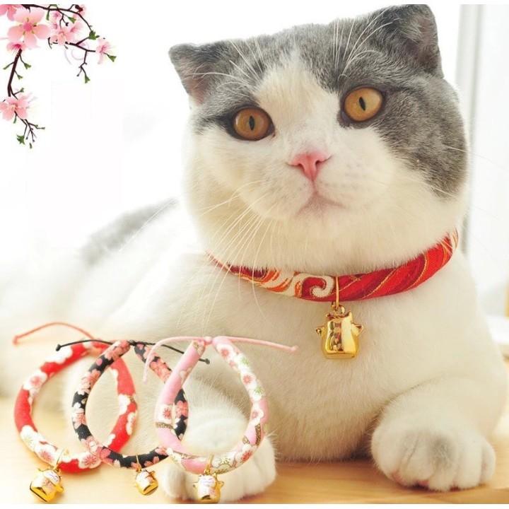 Vòng cổ lục lạc mèo thần tài phong cách Nhật Bản nhiều mẫu sang chảnh - Có dẩy điều chính kích cỡ dễ dàng