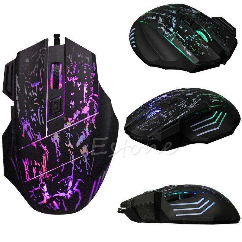 Chuột Chơi Game Có Dây 7 Nút Bấm Có Đèn Led H.S.V 5500 Dpi