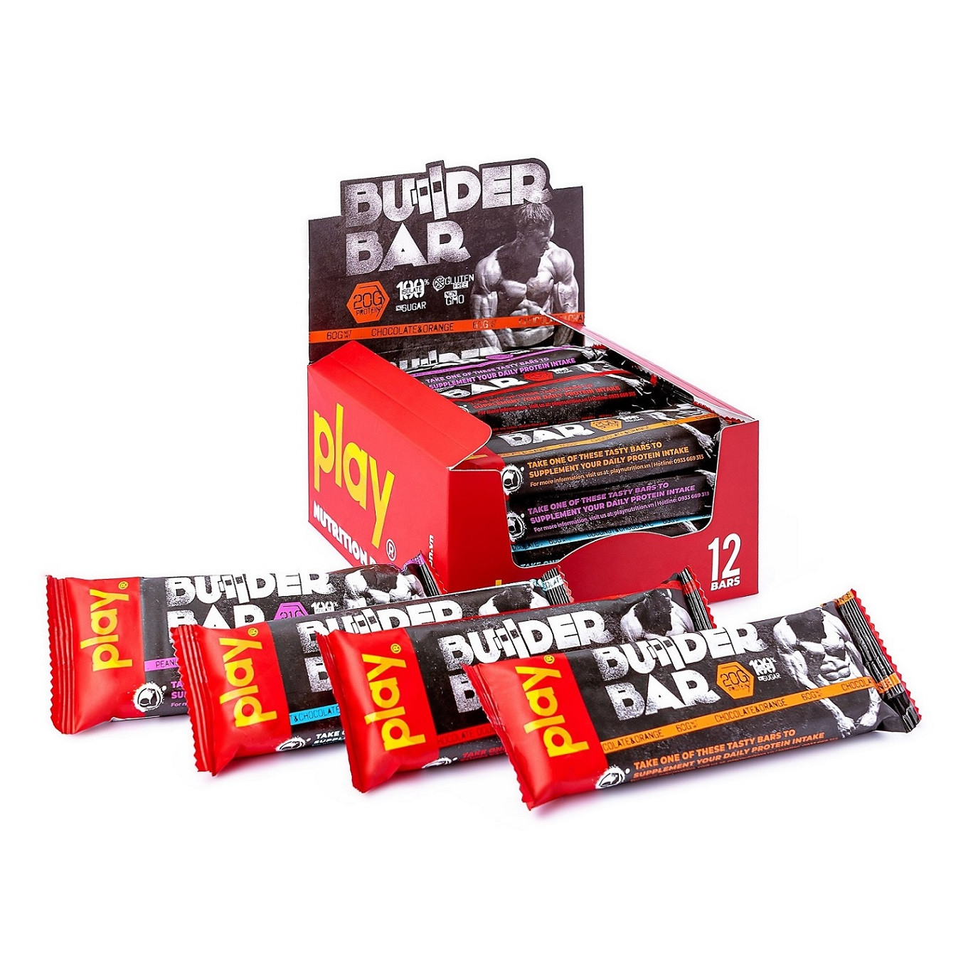 Hộp 12 Thanh Protein Builder PLAY - Mixed Box - Giao vị ngẫu nhiên