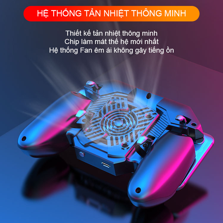 Tay cầm chơi game điện thoại SIDOTECH AK-88S Version 8 pin 1200mAH có tản nhiệt làm mát chơi game PUBG FF Freefire ROS kết nối 6 ngón linh hoạt tăng 2 lần tốc độ xử lý - Hàng chính hãng