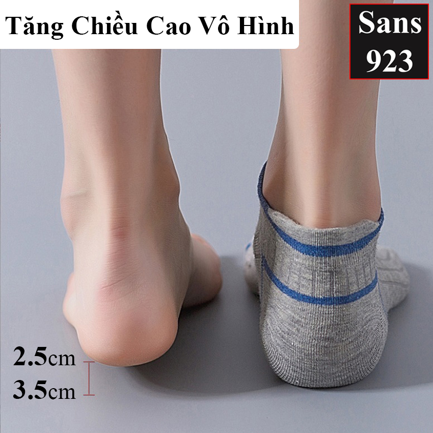 Tất vớ tăng chiều cao không lộ Sans923 miếng lót giày silicon êm chân nâng gót độn đế 2.5cm 3.5cm thoáng khí hút mùi hôi