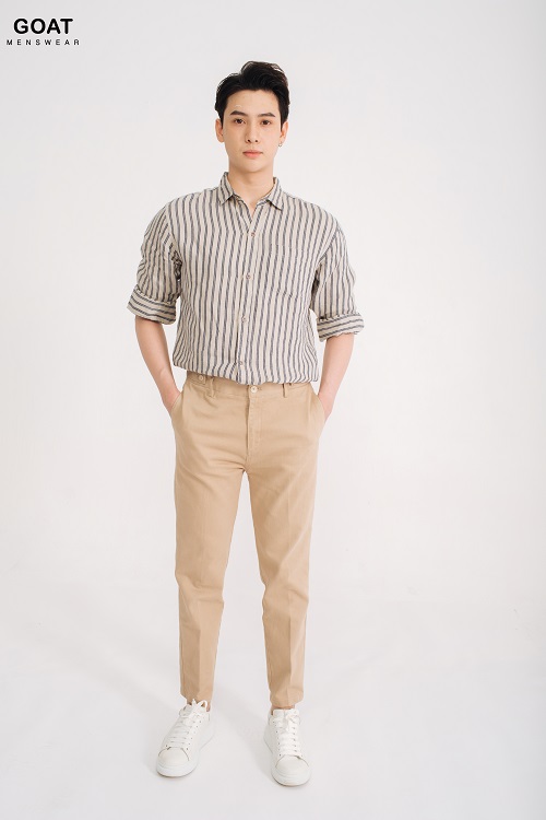 Áo Sơ Mi Sọc Linen Dài Tay Nam GOAT MENSWEAR