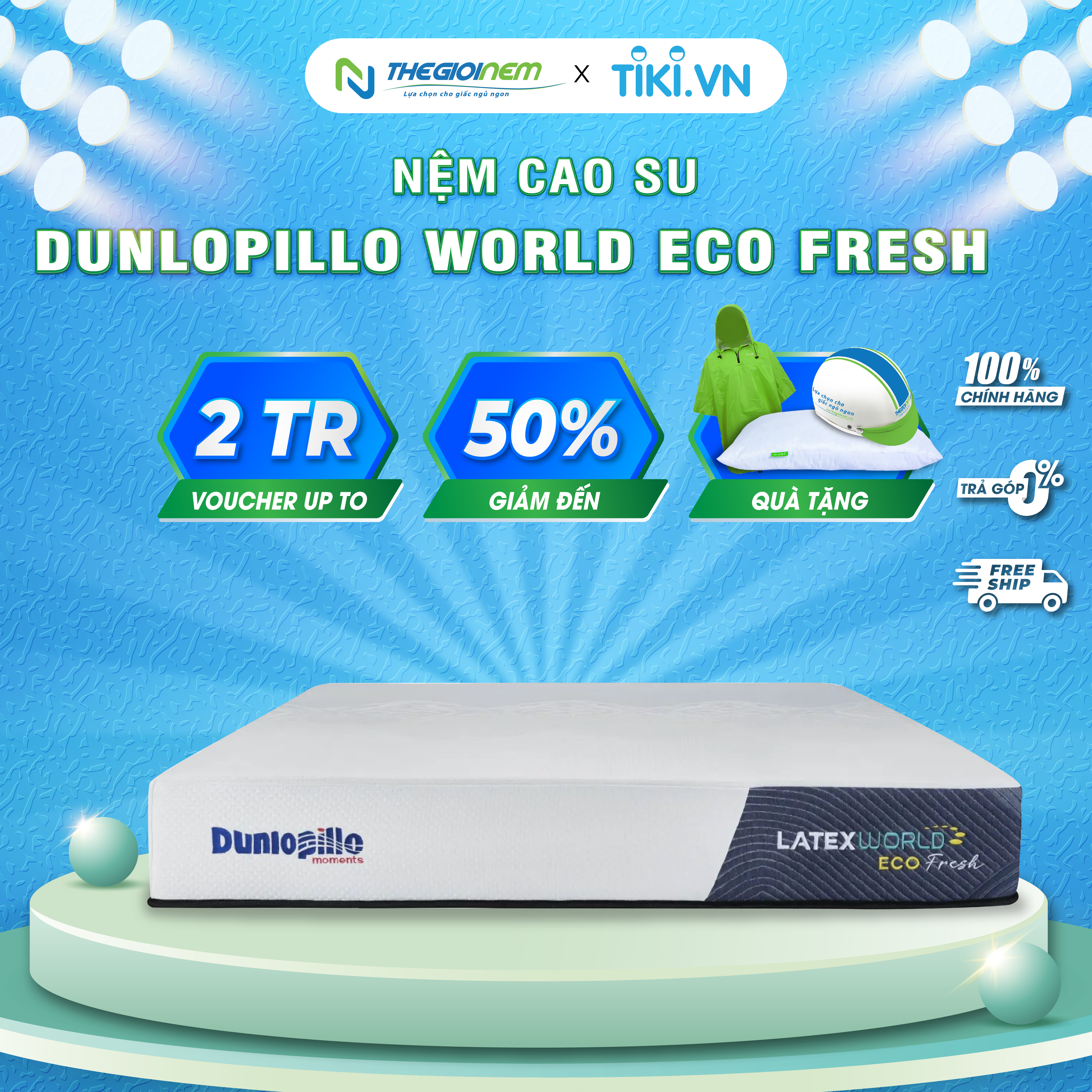 Nệm cao su Dunlopillo  World Eco Fresh 25cm