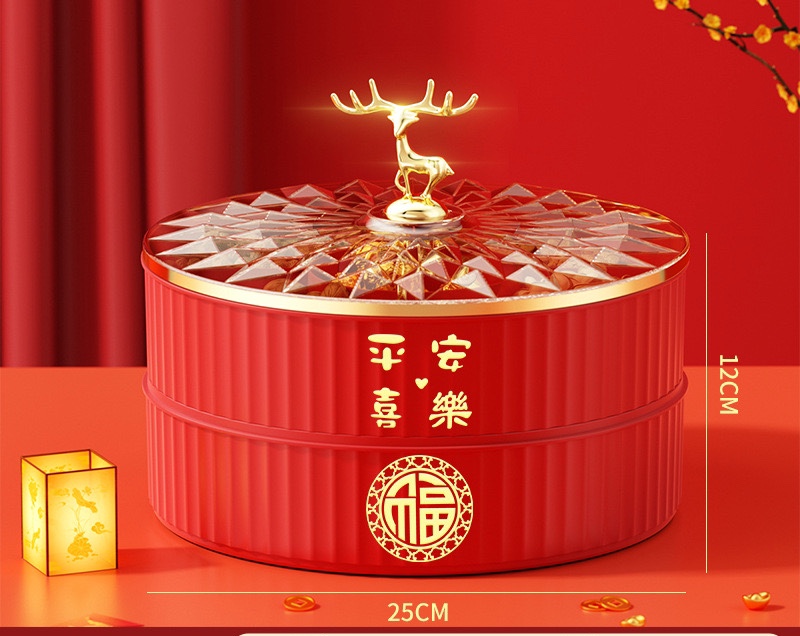 Hộp đựng mứt Tết bánh kẹo có nắp đậy 1 TẦNG và 2 TẦNG 2025