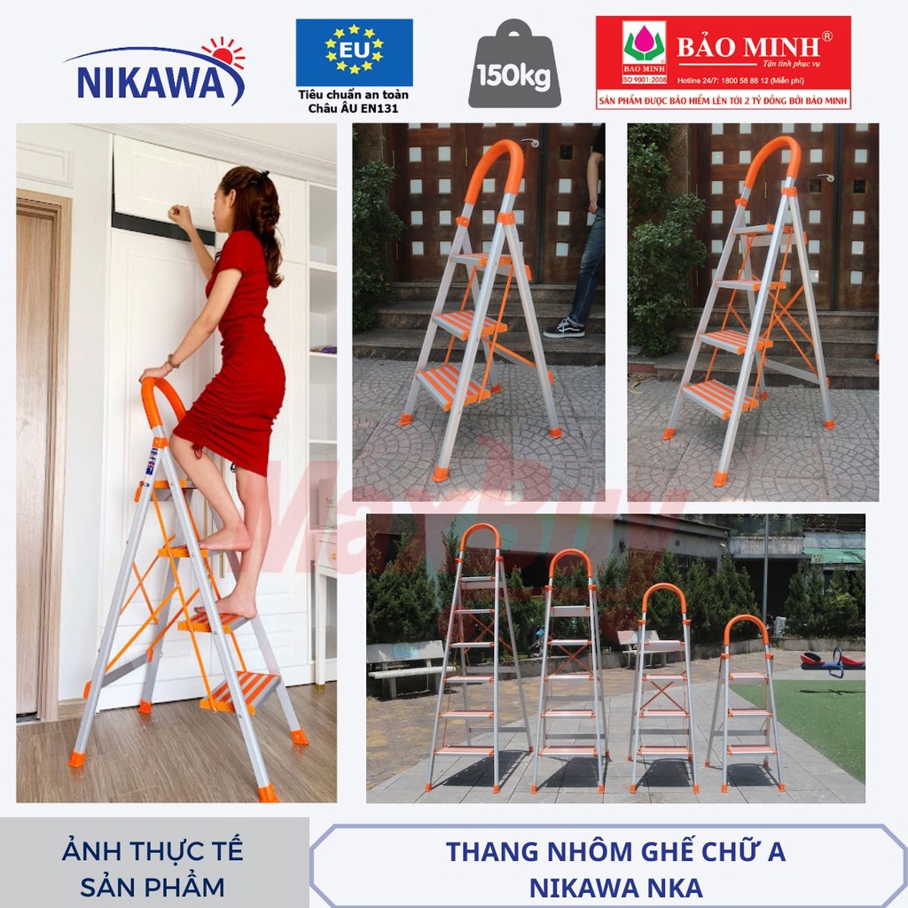 Thang Ghế Nikawa NKA-03 - 3 Bậc - 73cm - Màu Bạc