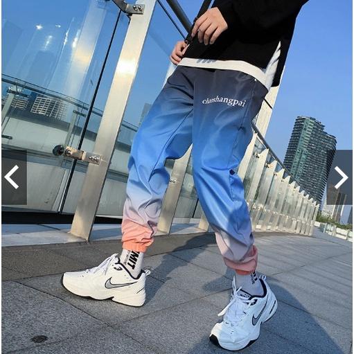 Quần jogger nam trơn chất gió dù mềm mịn phối màu Gradient, phong cách hàn quốc(cao cấp)