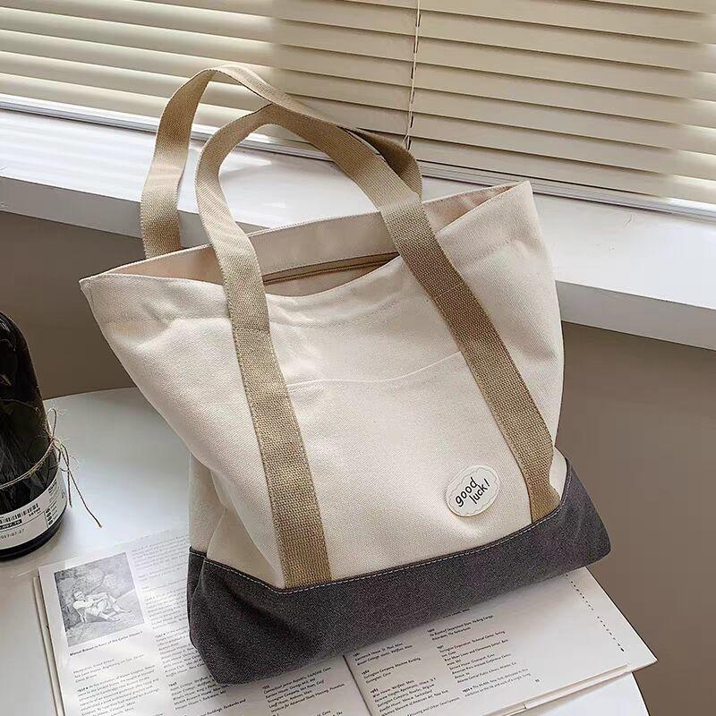 Balo Nữ Túi Tote Canvas Nữ Sinh Viên Đại Học Công Suất Lớn Đeo Vai Vải Bố Du Lịch Túi Túi Xách Đi Biển Cho người Phụ Nữ