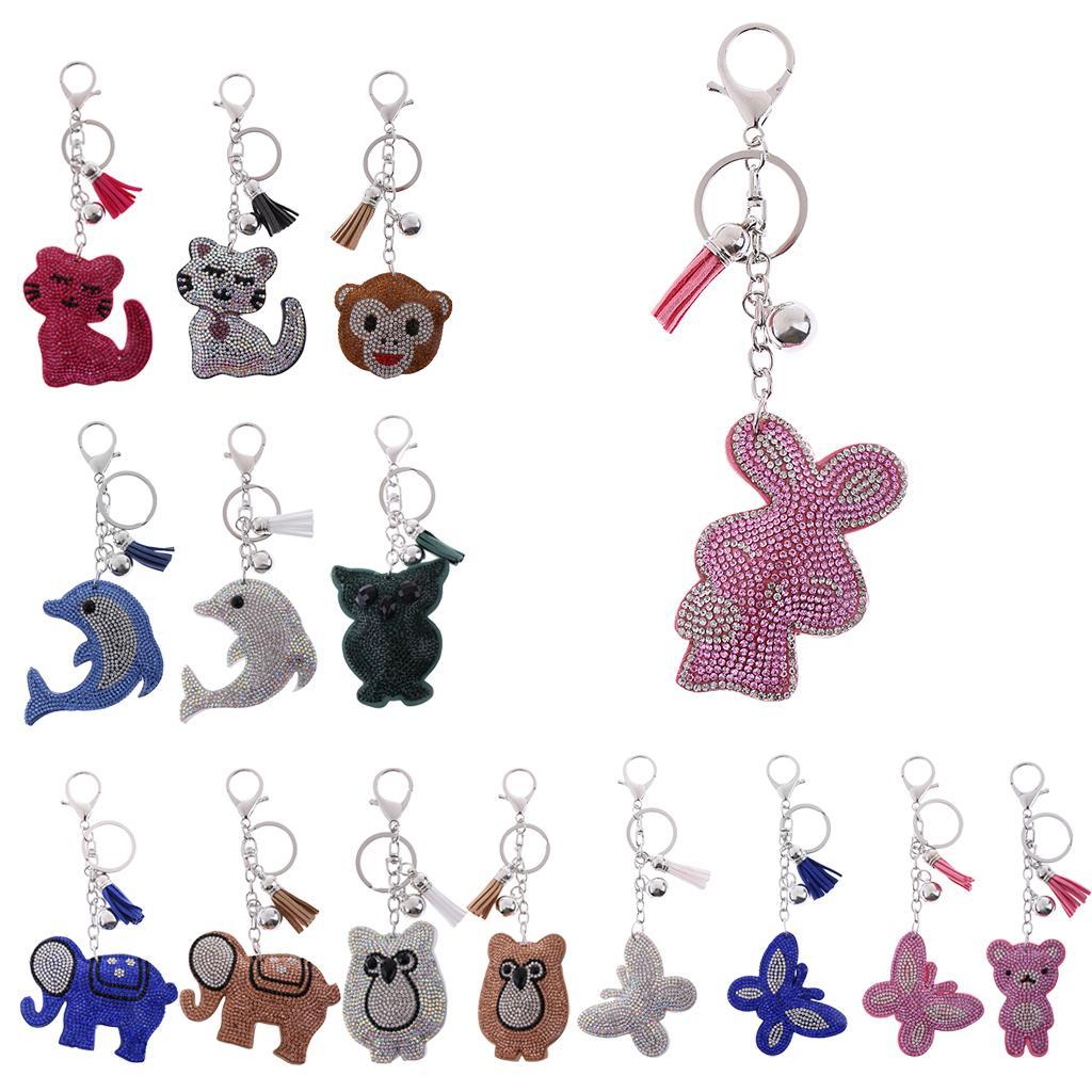 Crystal Rhinestone Charm Keychain Animal Keyring Car Key Chain Handbag Pendant