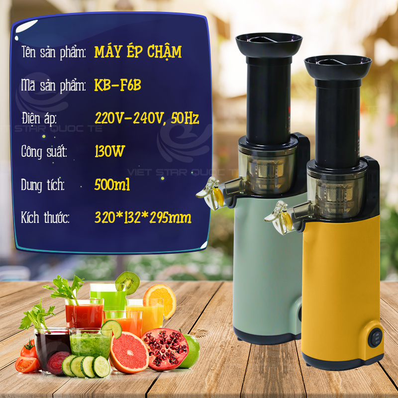 Máy Ép Chậm Mini Rau Củ Quả Tiện Lợi, Dung Tích 500Ml, Giữ 99% Hàm Lượng Dinh Dưỡng, Không Cặn - Hàng Chính Hãng