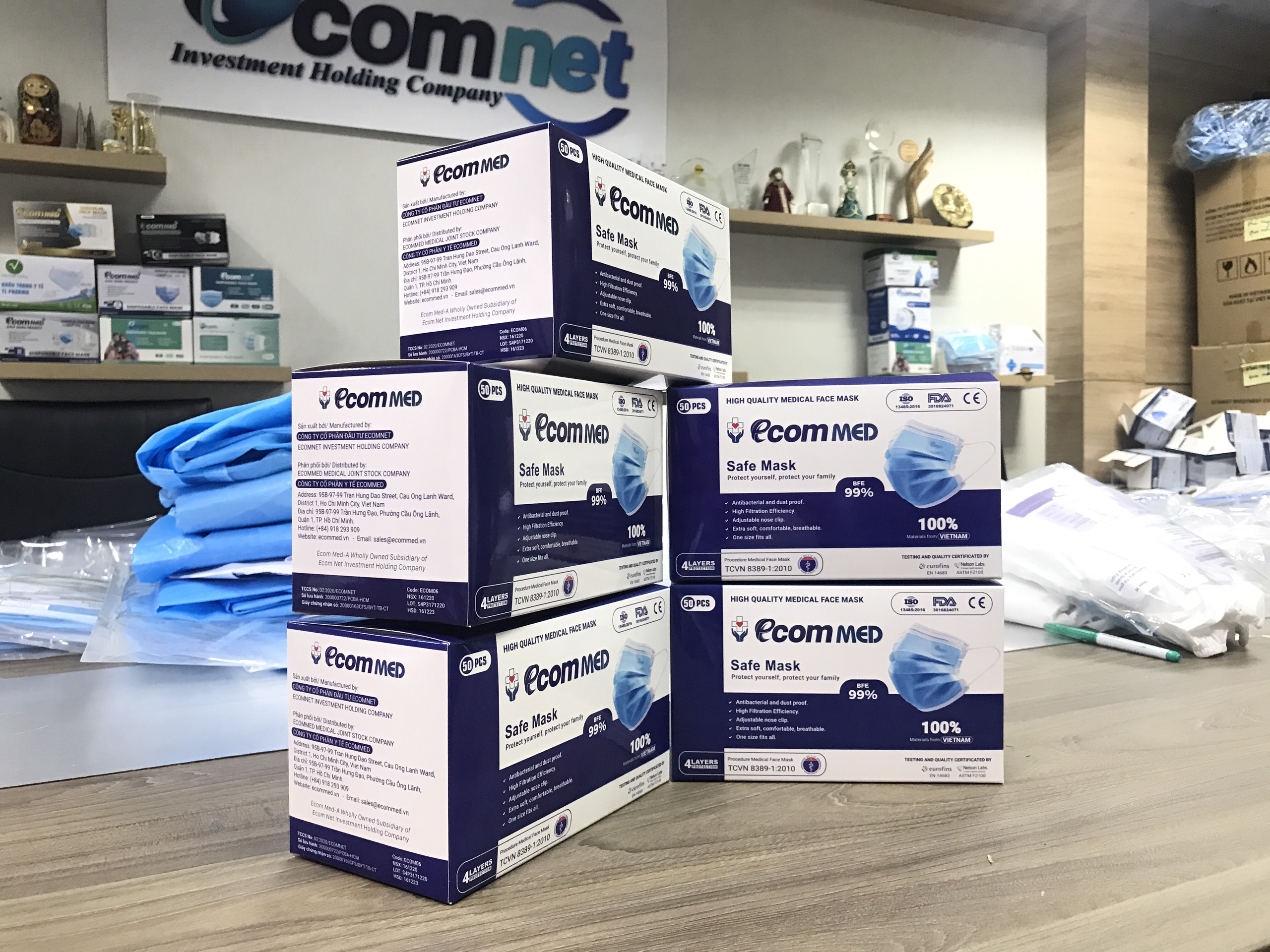 Khẩu Trang Y Tế EcomMed 4 lớp Kháng Khuẩn 99%