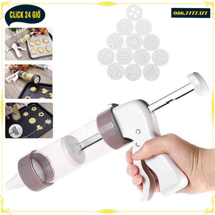 Bộ Dụng Cụ Làm Bánh Quy, Bánh Cookie - Gồm 13 Khuôn Nhấn + Dụng Cụ Xịt Bột + Vòi Trang Trí Bánh Quy