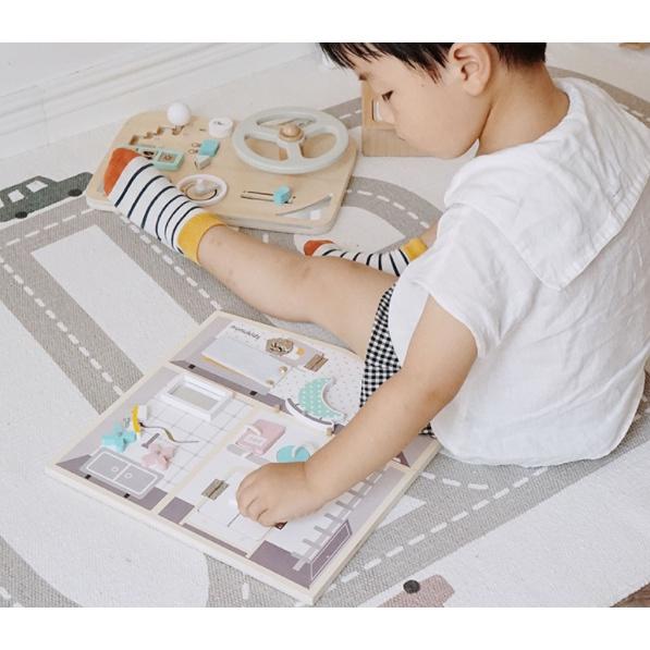 Đồ chơi Giáo dục Bảng bận rộn Busy Board NUNUKIDS có vô lăng rèn luyện vận động tinh cho bé