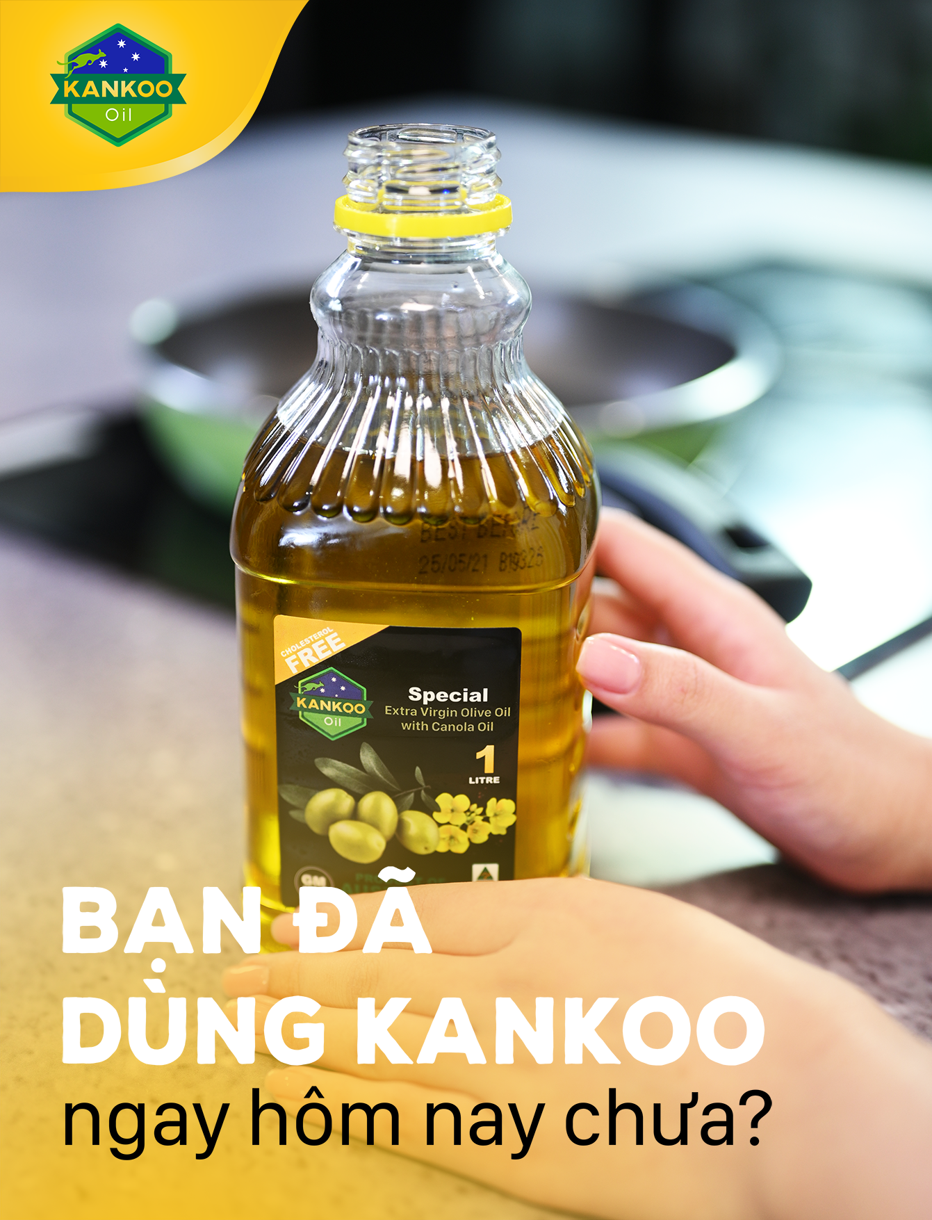 combo 2 chai dầu Oliu hạt cải Kankoo loại 1 lít - Dầu ăn nhập khẩu Úc cực tốt cho sức khỏe - nấu gì cũng ngon