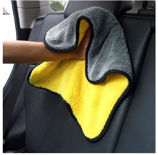Khăn Lau Xe Hơi Chuyên Dụng Microfiber 2 Lớp Không Rụng Lông, Thấm Hút Nước Tốt Màu Vàng cỡ 30x30cm GD749-KhanLXe