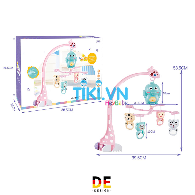 Treo Nôi,Treo Cũi Hình Hươu Cao Cổ Nhạc Tiếng Anh, Xoay 360, Giúp Bé Phát Triển Thích Thị Giác, Thính Giác Và Ngủ Ngon