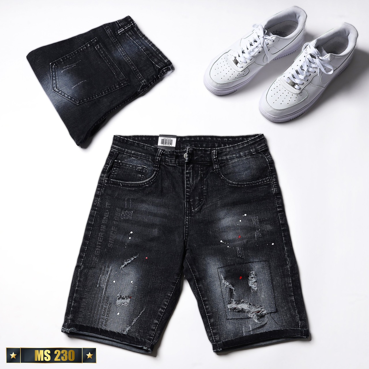 Quần short jean nam co giãn màu đen rách, quần sọt nam mẫu mới chất denim cao cấp thời trang Benny Fashion - MQ230
