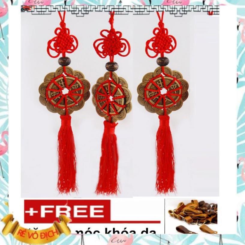 Đồng tiền hoa mai ️️ Bộ 2 Tiền Xu Mai Hoa 10 Cánh Rời-Mai Hoa Thập Toàn 206230-2+ Tặng 1 Móc khóa da