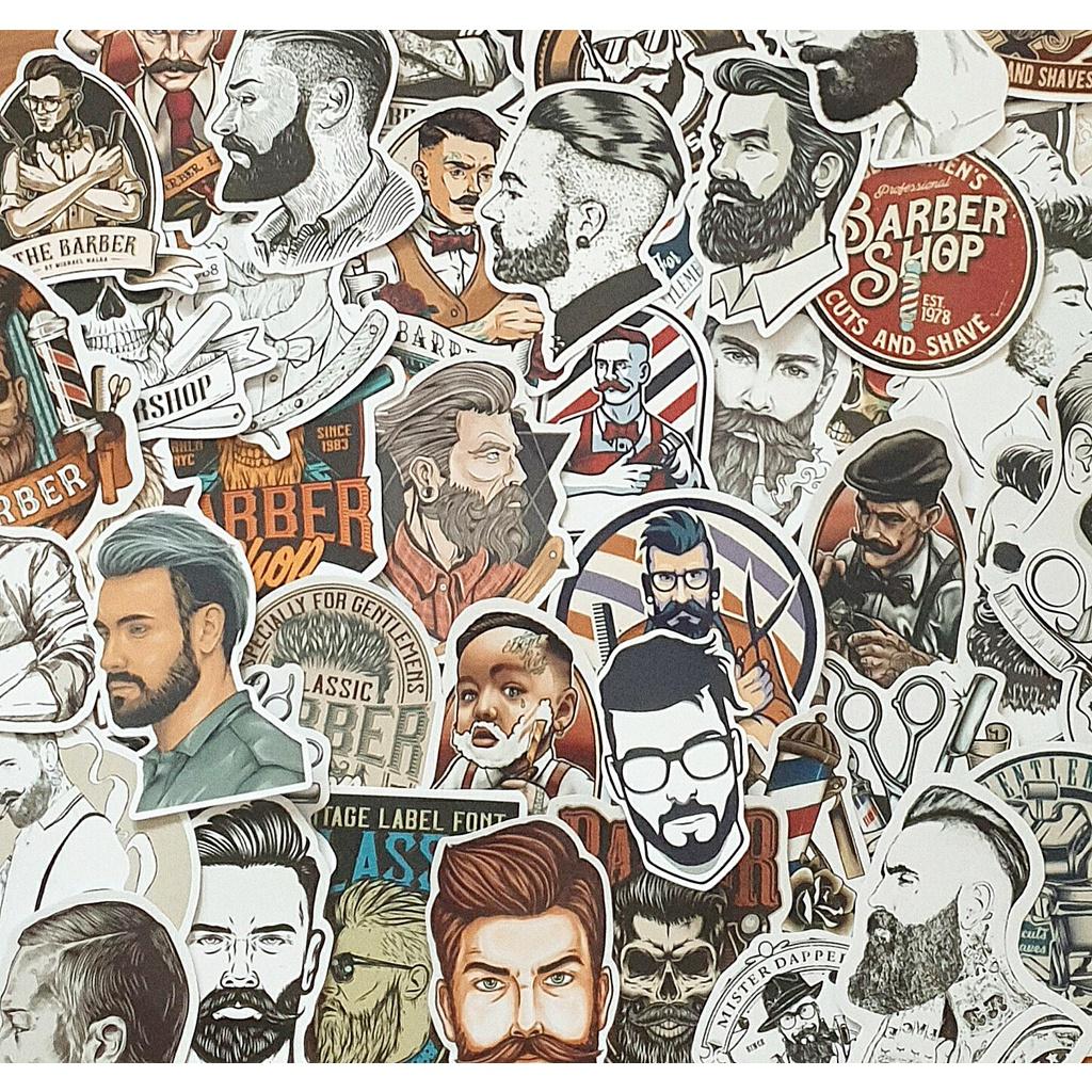 Sticker barber shop cute, dễ thương mẫu HOT nhất dán trang trí laptop, mũ nón bảo hiểm